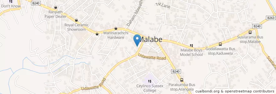 Mapa de ubicacion de KFC - Malabe en سری‌لانکا, බස්නාහිර පළාත, කොළඹ දිස්ත්‍රික්කය.