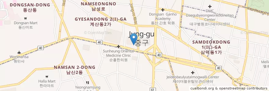 Mapa de ubicacion de Starbucks en 대한민국, 대구, 중구, 성내동.