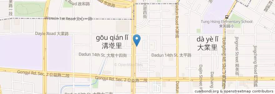 Mapa de ubicacion de 大三元飯店 en Taiwán, Taichung, 南屯區.