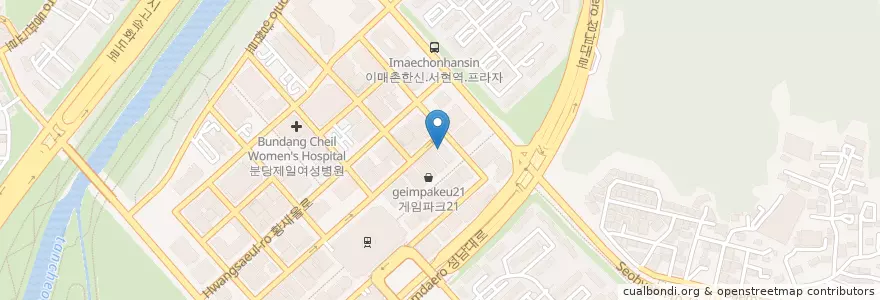 Mapa de ubicacion de 오뚜기소금구이 (삼겹살) en كوريا الجنوبية, 경기도, 분당구.