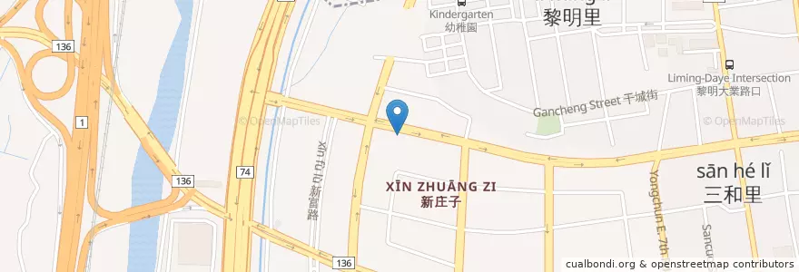 Mapa de ubicacion de 黑貓食堂 en Taiwan, Taichung, Nantun District.