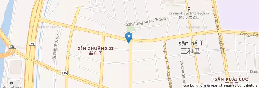 Mapa de ubicacion de 海老麵場 en Taiwan, Taichung, Nantun District.
