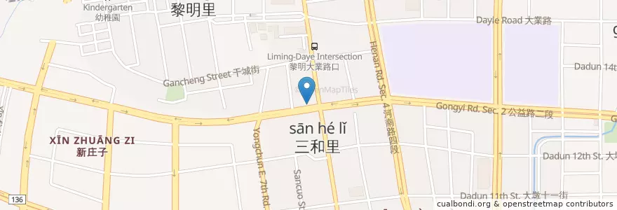 Mapa de ubicacion de 五花馬水餃館 en 臺灣, 臺中市, 南屯區.
