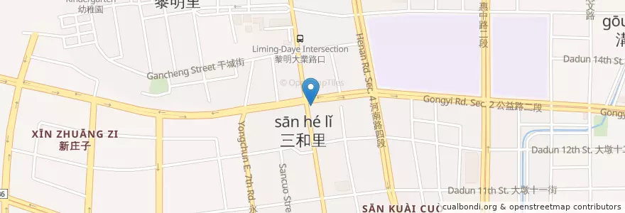Mapa de ubicacion de 胖老爹美式炸雞 en 臺灣, 臺中市, 南屯區.