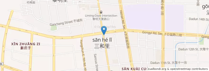Mapa de ubicacion de 大禾飯糰蔬食館 en تايوان, تاي شانغ, 南屯區.