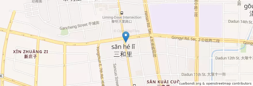 Mapa de ubicacion de 田園健康素食館 en تایوان, تایچونگ, 南屯區.