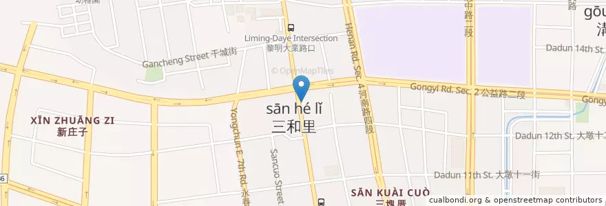 Mapa de ubicacion de 嘉義熊霸生炒鴨肉羹 en Taiwan, Taichung, 南屯區.