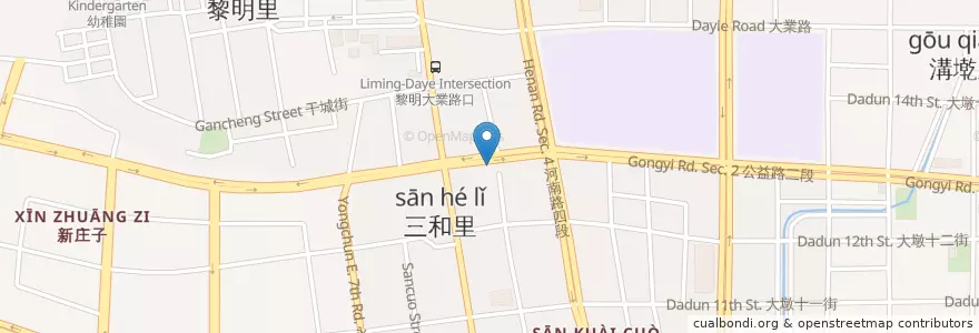Mapa de ubicacion de 呷飯店 en Taiwan, Taichung, Nantun District.
