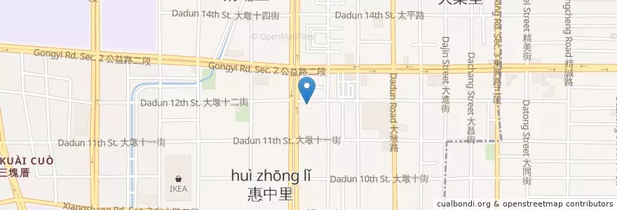 Mapa de ubicacion de 水母丁茶舖 en Taiwán, Taichung, 南屯區.
