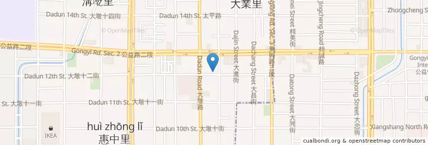Mapa de ubicacion de Noline無線食堂 en Tayvan, Taichung, 南屯區.