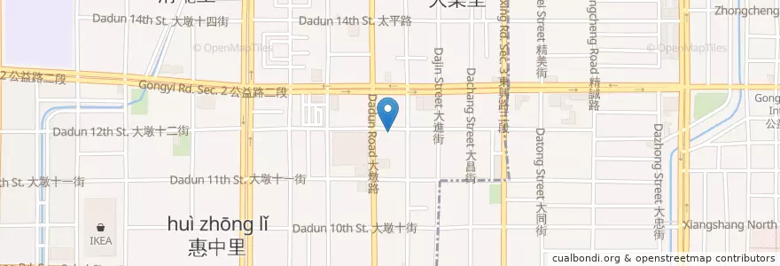 Mapa de ubicacion de 大新火雞肉飯 en Taiwan, Taichung, 南屯區.