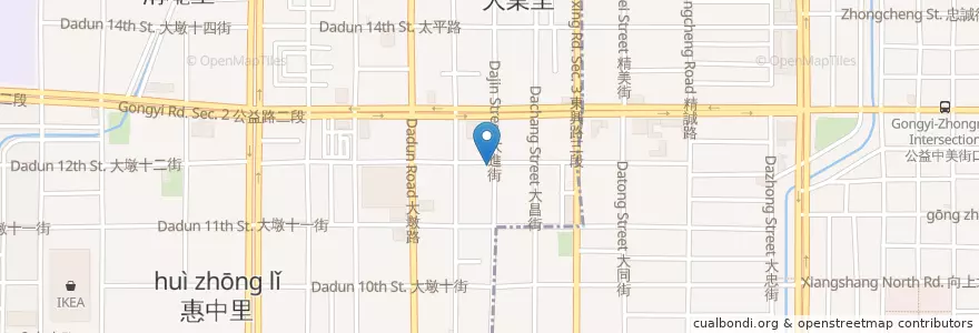 Mapa de ubicacion de 美味餐桌 en Taiwan, Taichung, Nantun District.