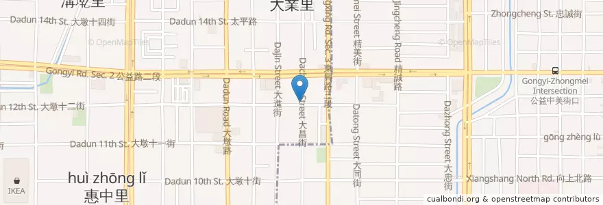 Mapa de ubicacion de 咕咕香 en Taiwan, Taichung, Nantun District.