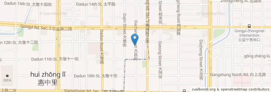Mapa de ubicacion de 若竹日本料理 en Taiwan, 臺中市, 南屯區.