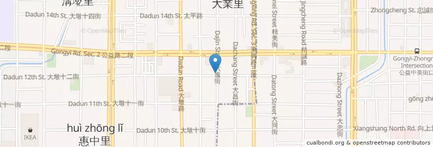Mapa de ubicacion de 大墩12街早午餐 en Taiwan, 臺中市, 南屯區.