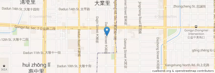 Mapa de ubicacion de 八十分泰式小館 en 台湾, 台中市, 南屯区.