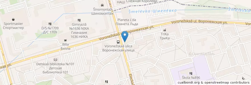 Mapa de ubicacion de Kuzina en Rússia, Distrito Federal Central, Москва, Южный Административный Округ, Район Орехово-Борисово Южное.