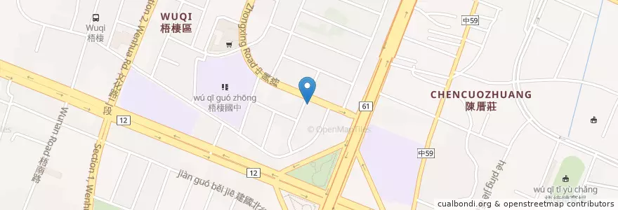 Mapa de ubicacion de 蕃茄村 en Taiwan, Taichung, Wuqi District.