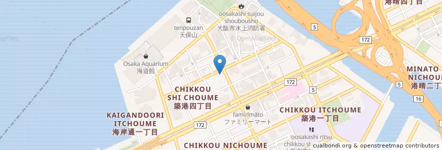 Mapa de ubicacion de ペキンえん en Japón, Prefectura De Osaka, Osaka, 港区.