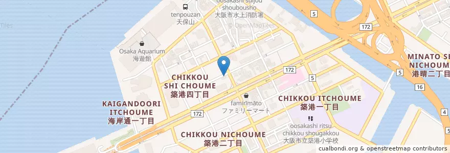 Mapa de ubicacion de かどや en Япония, Осака, 大阪市, 港区.