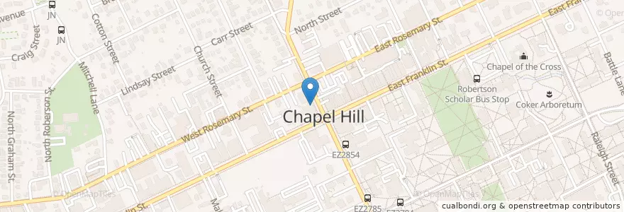 Mapa de ubicacion de Bun's en Amerika Birleşik Devletleri, Kuzey Karolina, Orange County, Chapel Hill.