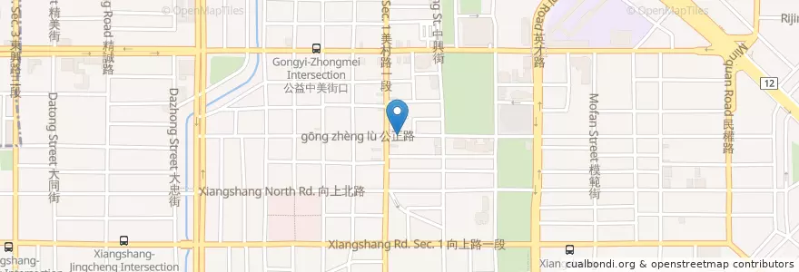 Mapa de ubicacion de 田樂公正小巷店 en Taiwan, Taichung, Distretto Occidentale.
