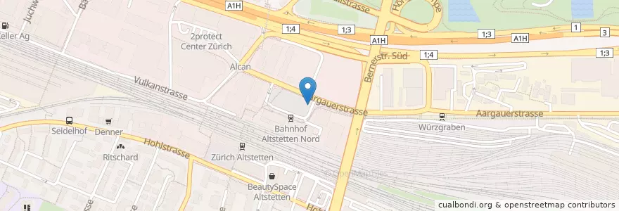 Mapa de ubicacion de Vulkanplatz en Suisse, Zurich, District De Zurich, Zurich.
