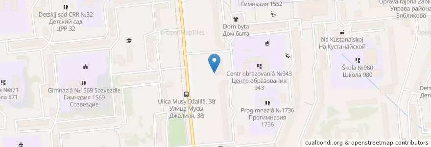 Mapa de ubicacion de Вишенка en Rusland, Centraal Federaal District, Moskou, Южный Административный Округ, Район Зябликово.