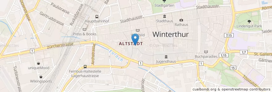 Mapa de ubicacion de Restaurant Alterszentrum Neumarkt en Svizzera, Zurigo, Bezirk Winterthur, Winterthur.