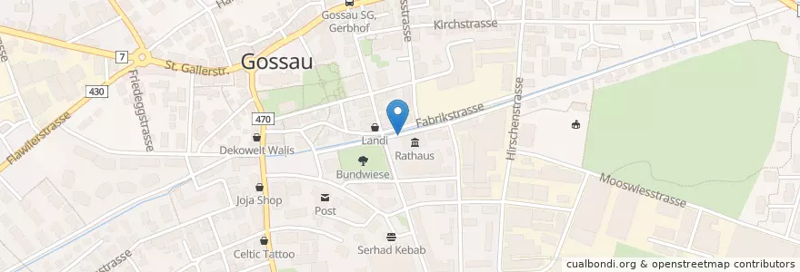 Mapa de ubicacion de Gossau (SG) Rathaus en 스위스, Sankt Gallen, Wahlkreis St. Gallen, Gossau (Sg).