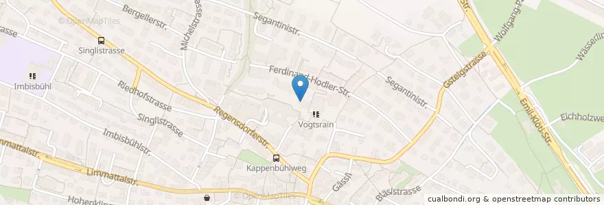 Mapa de ubicacion de Kindergarten Vogtsrain I + II en سوئیس, زوریخ, Bezirk Zürich, Zürich.