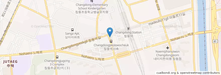 Mapa de ubicacion de 롯데리아 창동점 en Zuid-Korea, Seoel, 도봉구, 창5동.