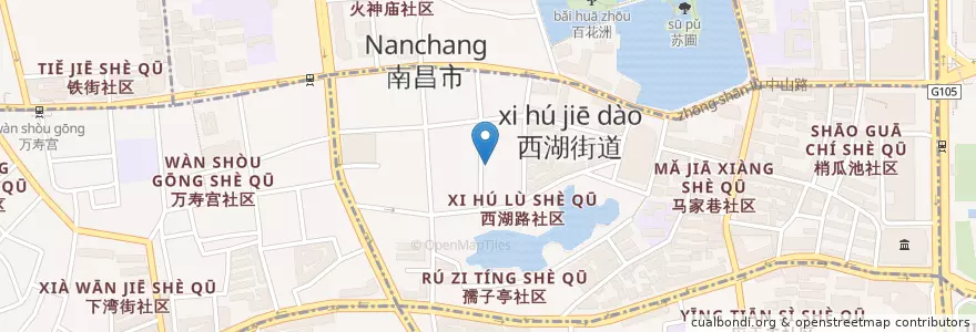 Mapa de ubicacion de 南昌市公安局西湖分局西湖派出所 en Chine, Jiangxi, Nanchang, 西湖街道.