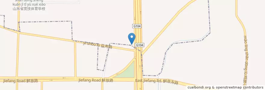 Mapa de ubicacion de 漱玉平民大药房(东外环甸柳店) en چین, شاندونگ, 济南市, 山大路街道.