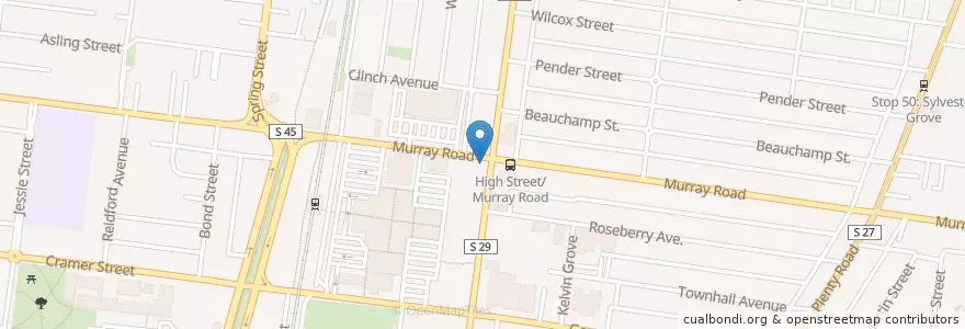 Mapa de ubicacion de Delphi Bank en Australien, Victoria, City Of Darebin.