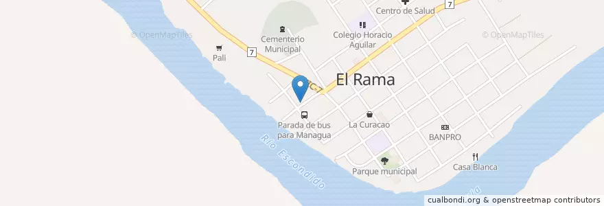 Mapa de ubicacion de comedor en Nikaragua, Región Autónoma De La Costa Caribe Sur, El Rama (Municipio).