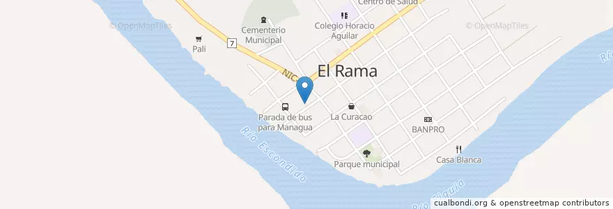 Mapa de ubicacion de Comedor Sylvia en Nicaragua, Región Autónoma De La Costa Caribe Sur, El Rama (Municipio).