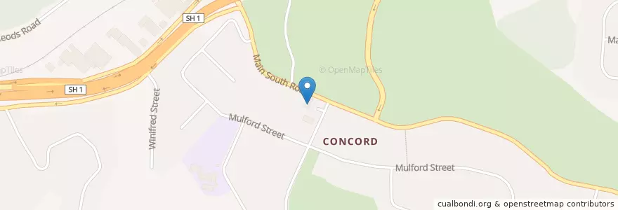 Mapa de ubicacion de Concord Takeaways en Nuova Zelanda, Otago, Dunedin City.