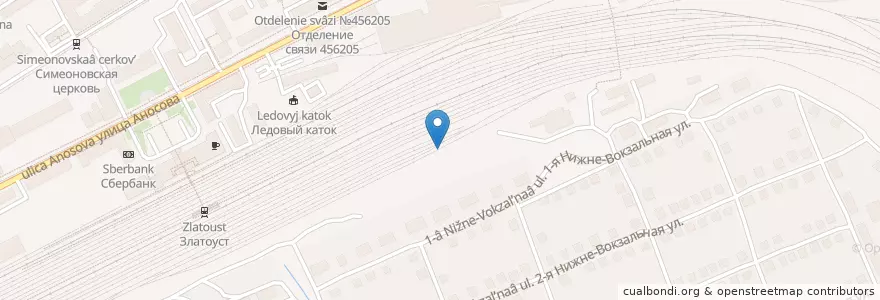Mapa de ubicacion de Пожарный поезд ст. Златоуст en ロシア, ウラル連邦管区, チェリャビンスク州, ズラトウスト管区.
