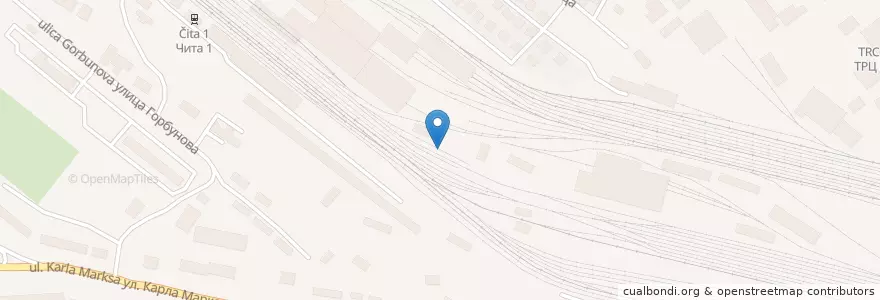 Mapa de ubicacion de Пожарный поезд ст. Чита-1 en Rusland, Federaal District Verre Oosten, Kraj Transbaikal, Читинский Район, Городской Округ Чита.