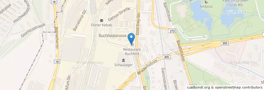 Mapa de ubicacion de Restaurant Ruchfeld en Schweiz/Suisse/Svizzera/Svizra, Basel-Landschaft, Bezirk Arlesheim, Münchenstein.