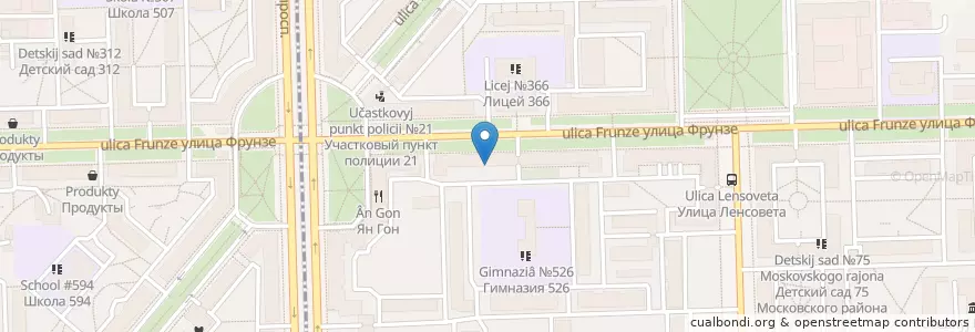 Mapa de ubicacion de Детский сад 81 en Russie, District Fédéral Du Nord-Ouest, Oblast De Léningrad, Saint-Pétersbourg, Московский Район.