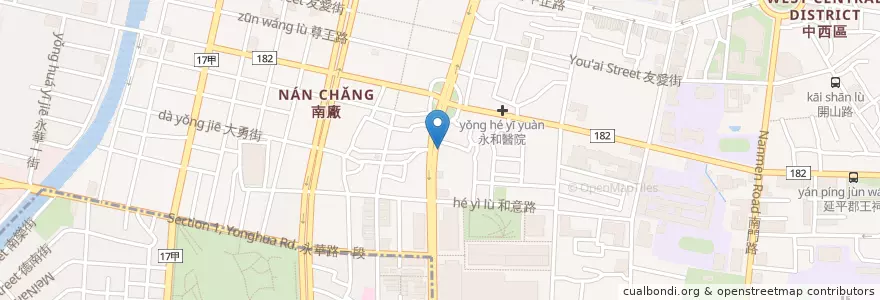 Mapa de ubicacion de Bungy Jump en Taiwán, 臺南市, 中西區.