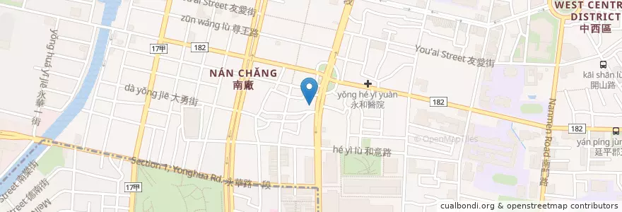 Mapa de ubicacion de 炸瑪韓式炸醬 en Taiwan, Tainan, 中西區.