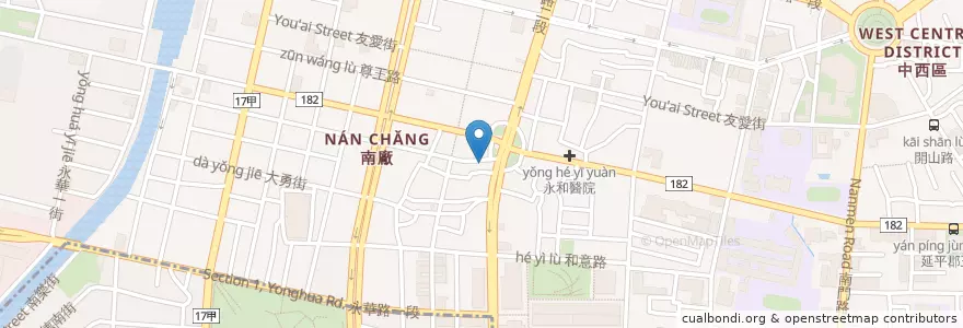 Mapa de ubicacion de 廣東沙茶爐 en 臺灣, 臺南市, 中西區.