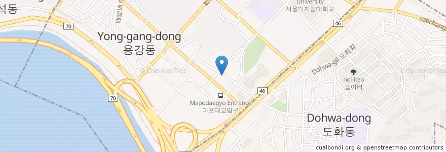 Mapa de ubicacion de 마포 조박집 (수요미식회, 돼지갈비) en 대한민국, 서울, 마포구, 용강동.