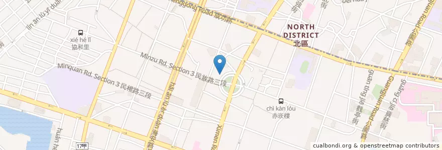 Mapa de ubicacion de 凱基商業銀行 en Taiwan, Tainan, 中西區.