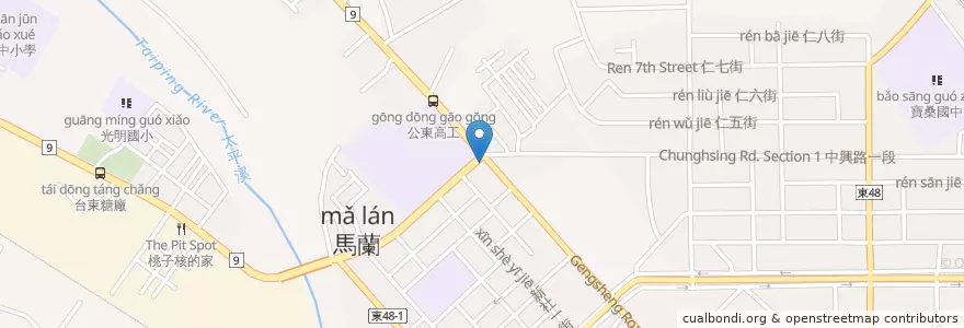 Mapa de ubicacion de 85度C en 台湾, 台湾省, 台東県, 台東市.