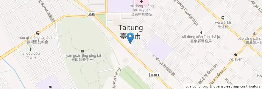 Mapa de ubicacion de 小路咖啡 en 台湾, 台湾省, 台東県, 台東市.
