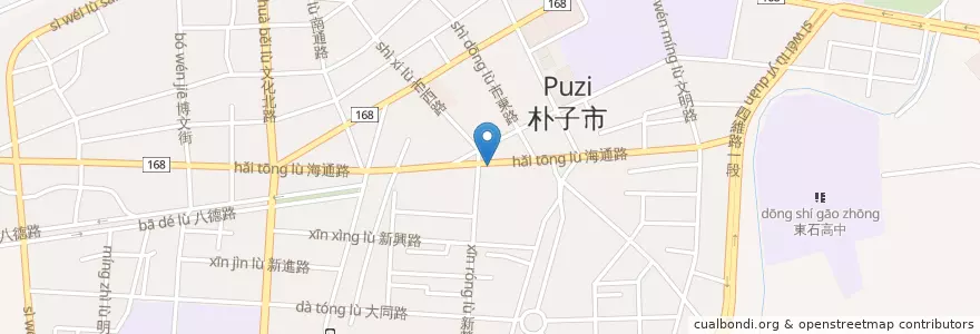 Mapa de ubicacion de 必勝客 en تایوان, 臺灣省, 嘉義縣, 朴子市.